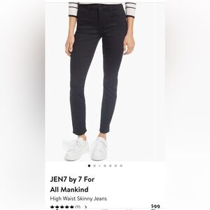 Jen7 by 7 for all mankind size 0 black high waisted skinny ankle jeans